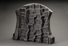 This Time Around wood-fired ceramic shino iron oxide glass sculpture by Tony Moore