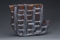 New World wood-fired ceramic iron oxide glass sculpture by Tony Moore